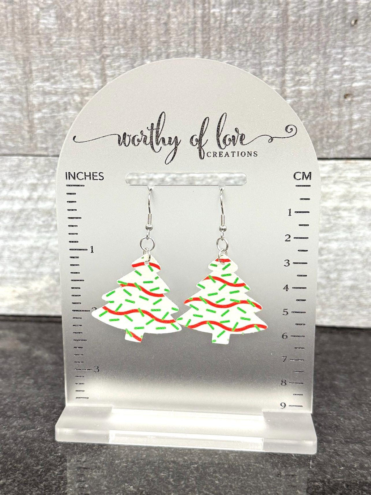 Christmas Tree Cake Earrings: Faux Leather Holiday Jewelry