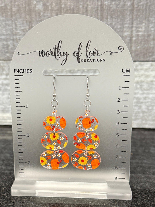 Pumpkin and sunflower autumn earrings