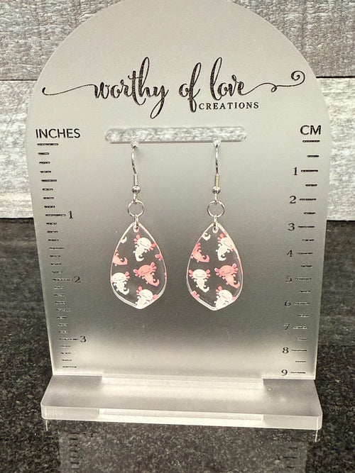 Acrylic Axolotl Earrings: Stainless Steel Posts, Playful Style