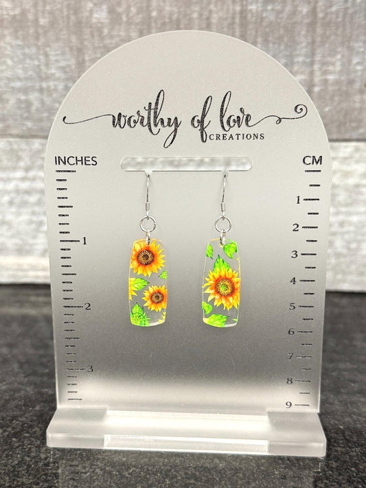 Sunflower earrings stainless steel and acrylic
