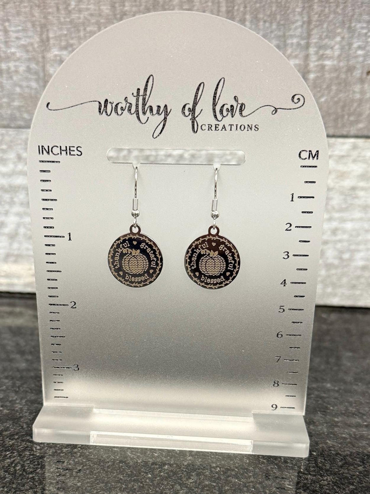 Pumpkin Earrings: Engraved Stainless Steel Thanksgiving Jewelry