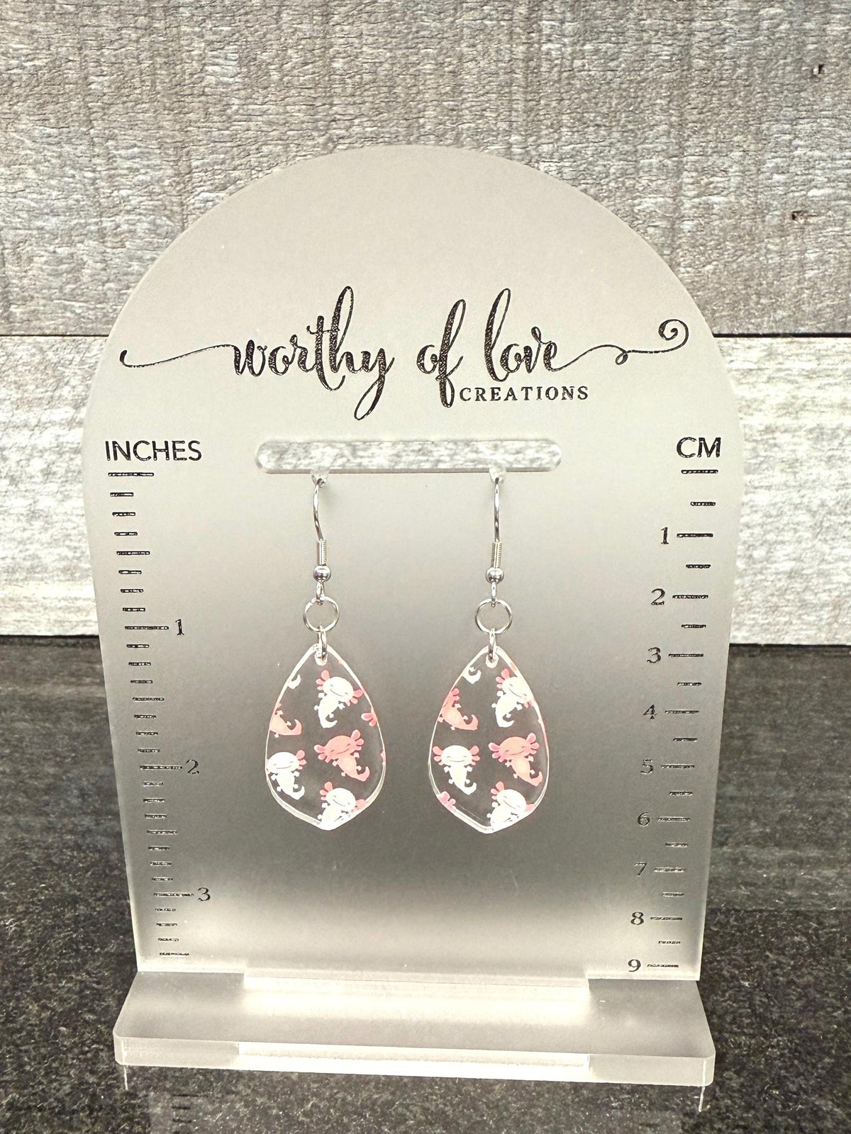 Acrylic Axolotl Earrings: Stainless Steel Posts, Playful Style