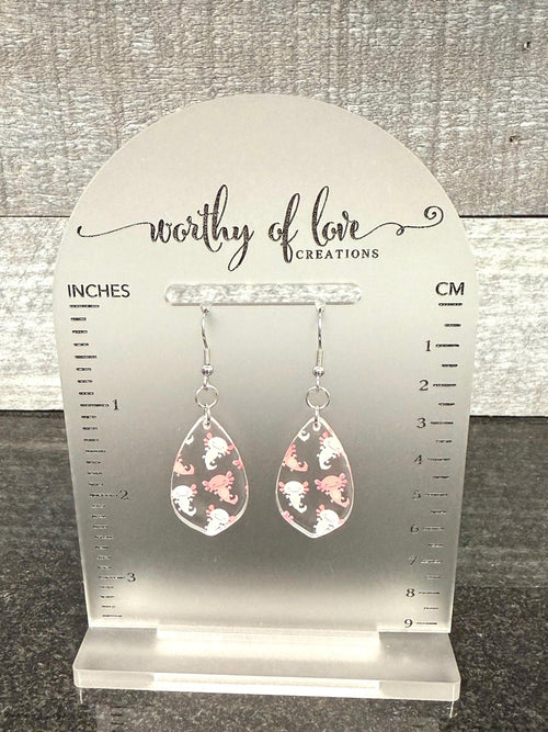 Acrylic Axolotl Earrings: Stainless Steel Posts, Playful Style