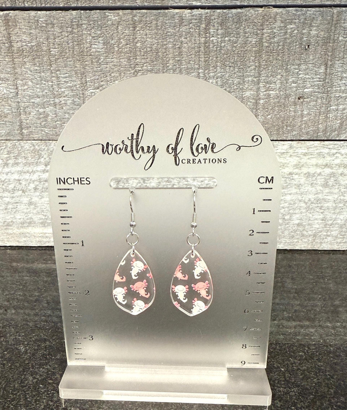 Acrylic Axolotl Earrings: Stainless Steel Posts, Playful Style