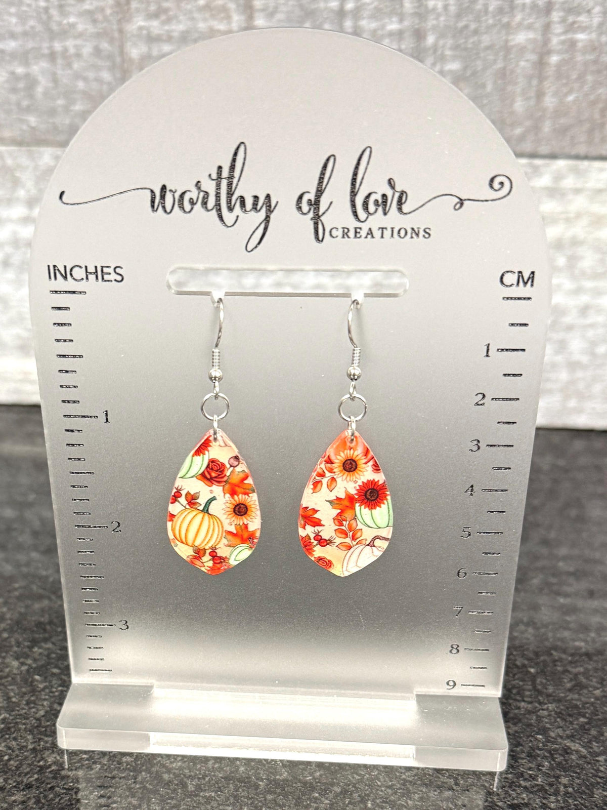 Autumn Harvest Earrings, Stainless Steel gold or silver Sunflower & Leaf jewelry