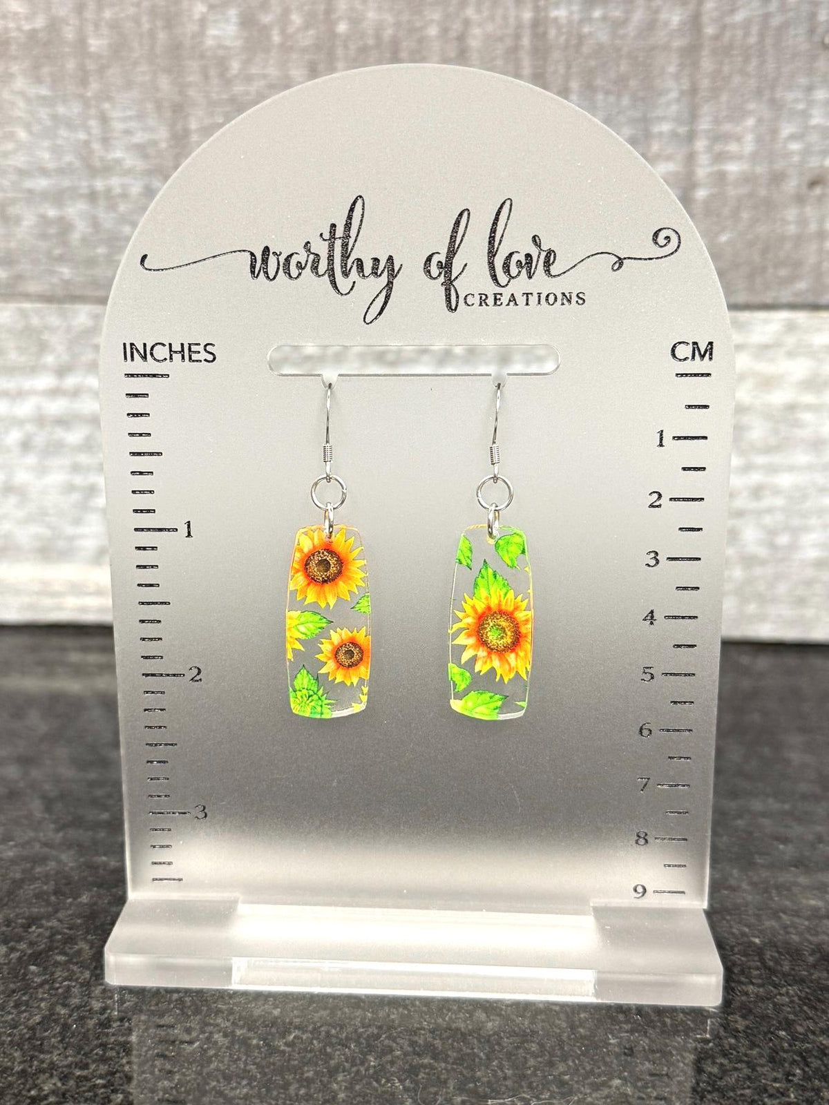 Sunflower earrings stainless steel and acrylic