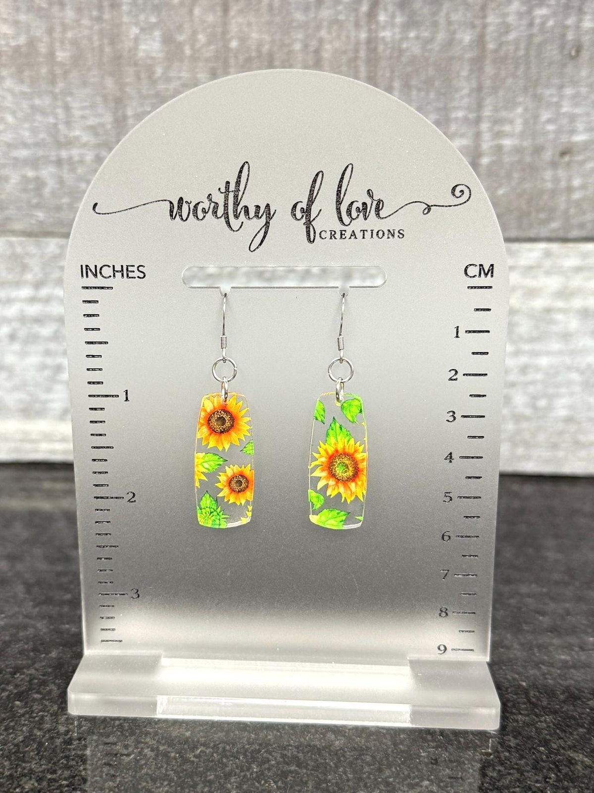 Sunflower earrings stainless steel and acrylic