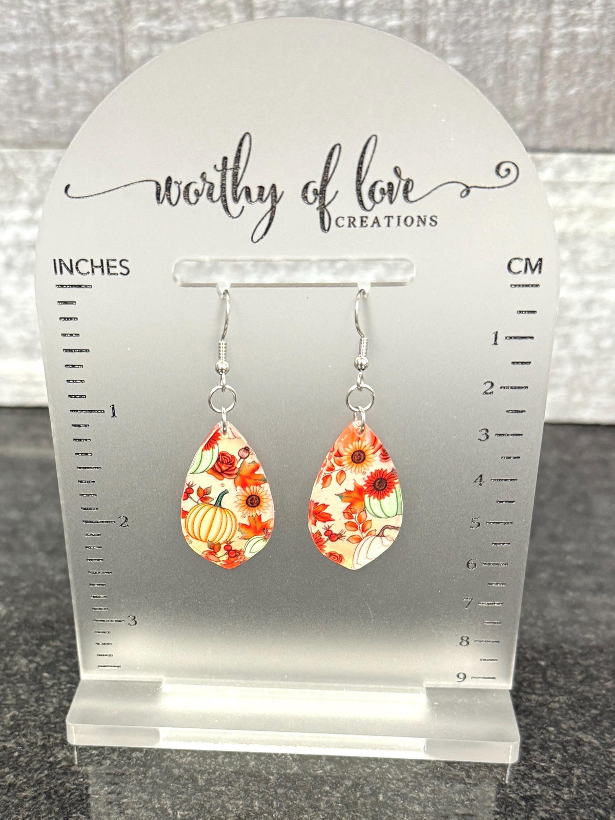 Autumn Harvest Earrings, Stainless Steel gold or silver Sunflower & Leaf jewelry
