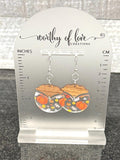 Wood & Acrylic Pumpkin Earrings: Autumn Harvest, Stainless Steel
