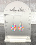 Animal Print Pumpkin earrings, stainless steel and acrylic, Thanksgiving jewelry