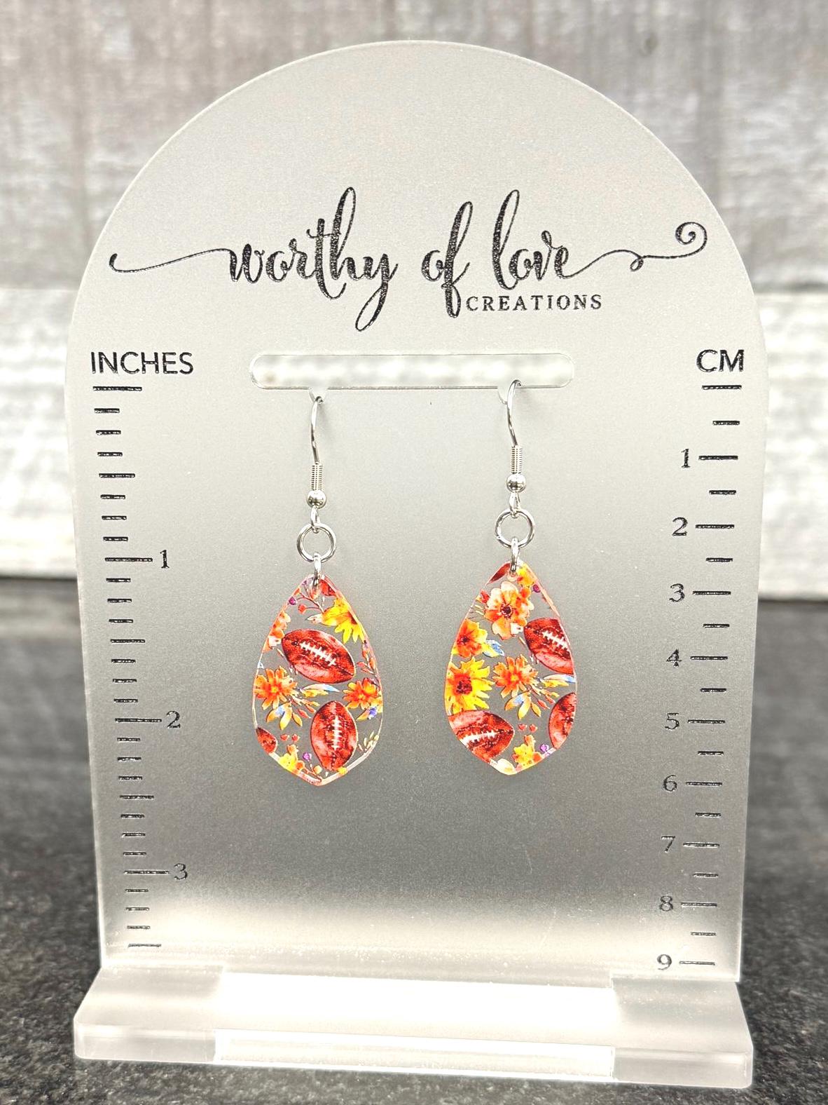 Football floral print earrings