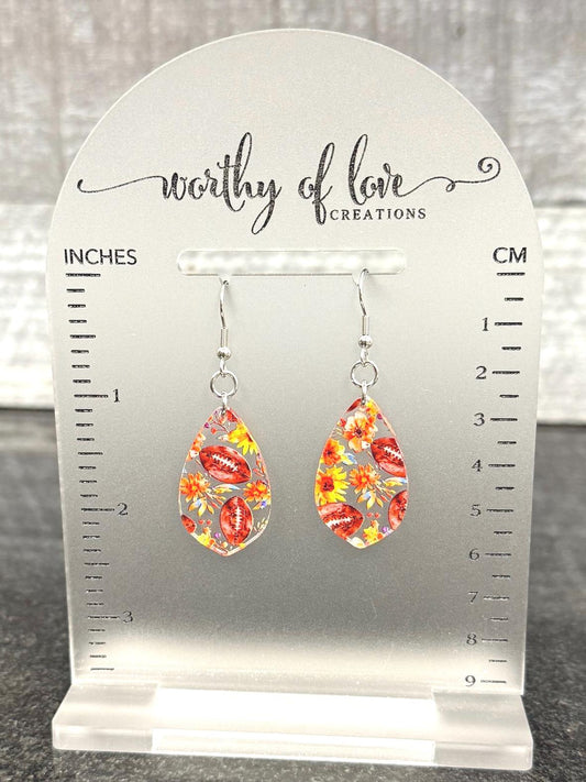 Football floral print earrings