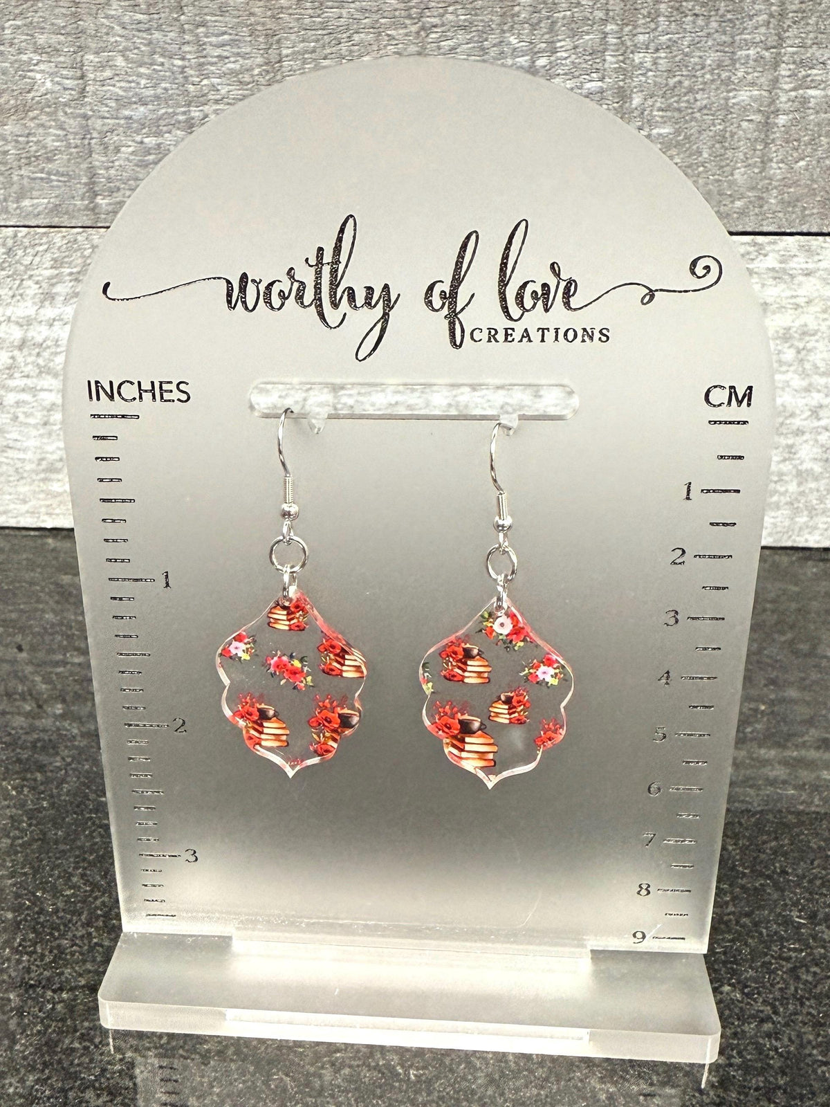 Coffee and Books Earrings: Acrylic Stainless Steel Jewelry
