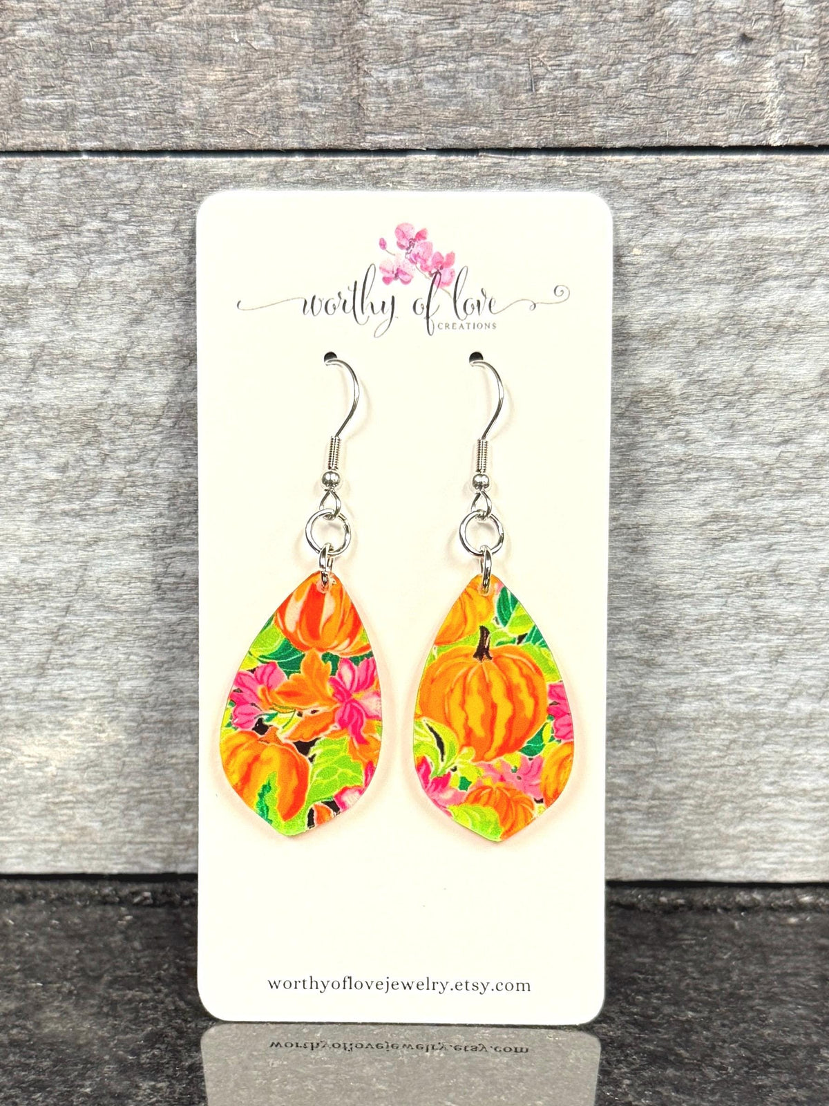 Pumpkin earrings, Harvest earrings,Thanksgiving jewelry stainless steel and acrylic