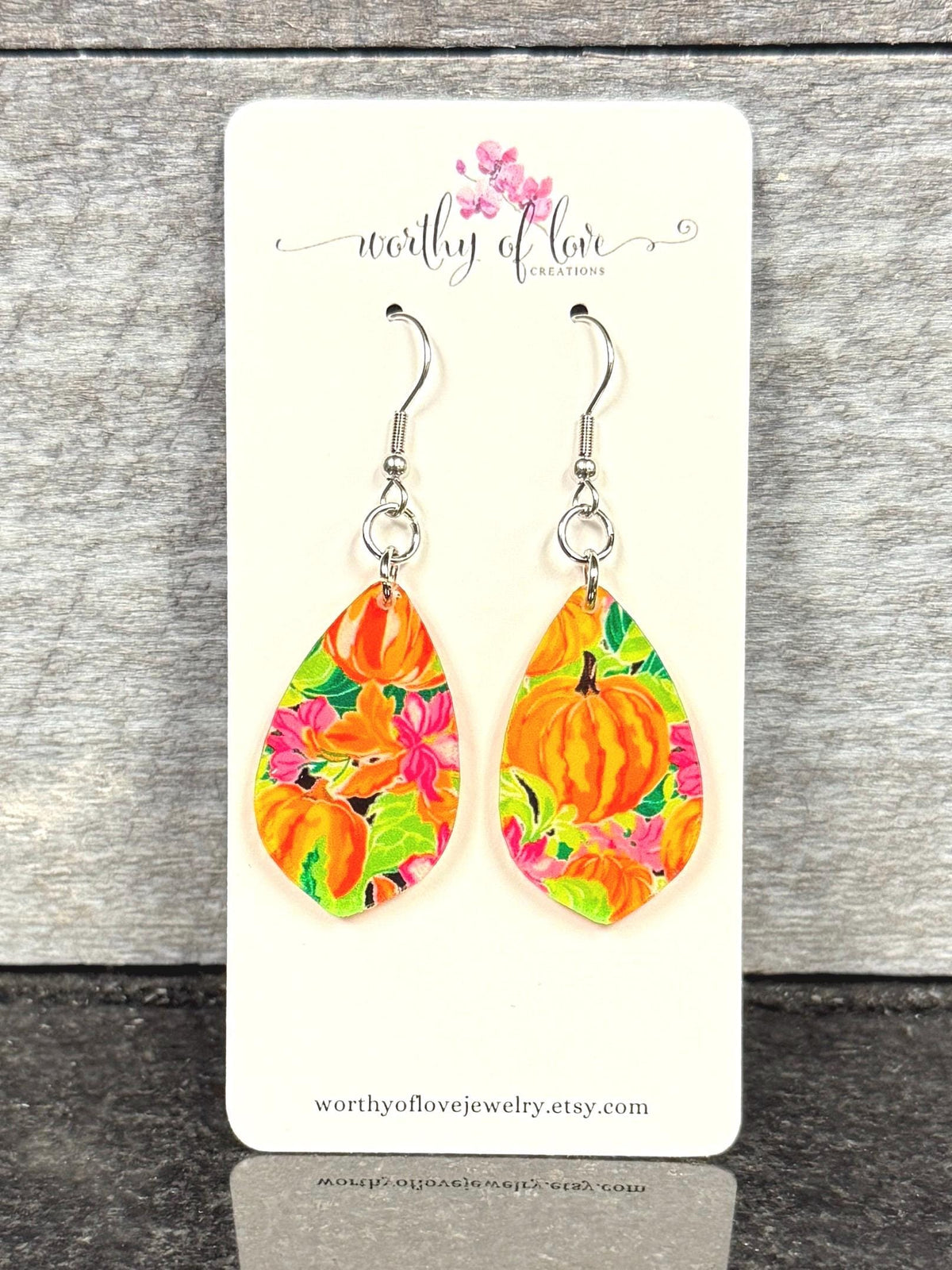 Pumpkin earrings, Harvest earrings,Thanksgiving jewelry stainless steel and acrylic