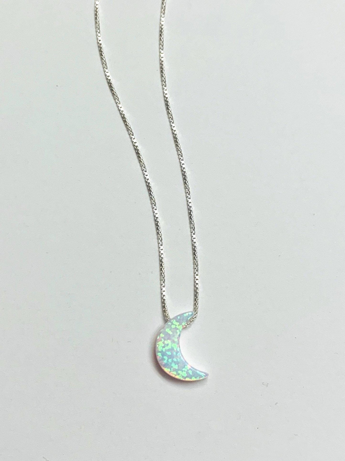 Moon necklace Fire Opal sterling silver