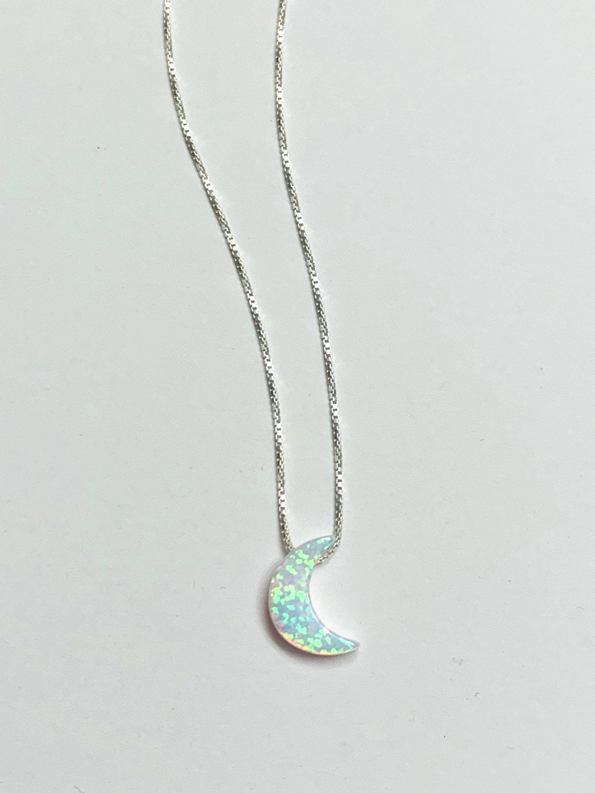 Moon necklace Fire Opal sterling silver
