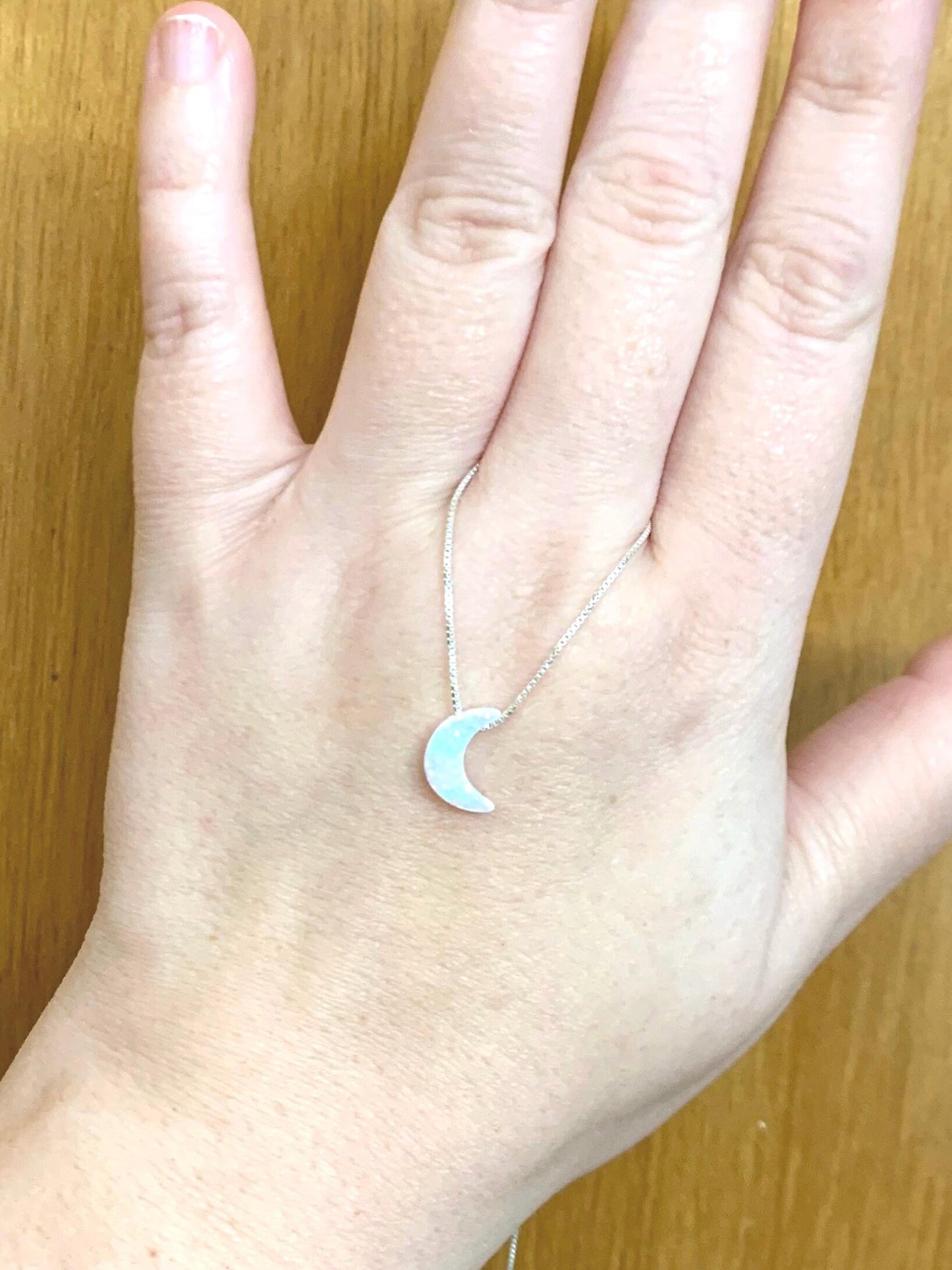 Moon necklace Fire Opal sterling silver
