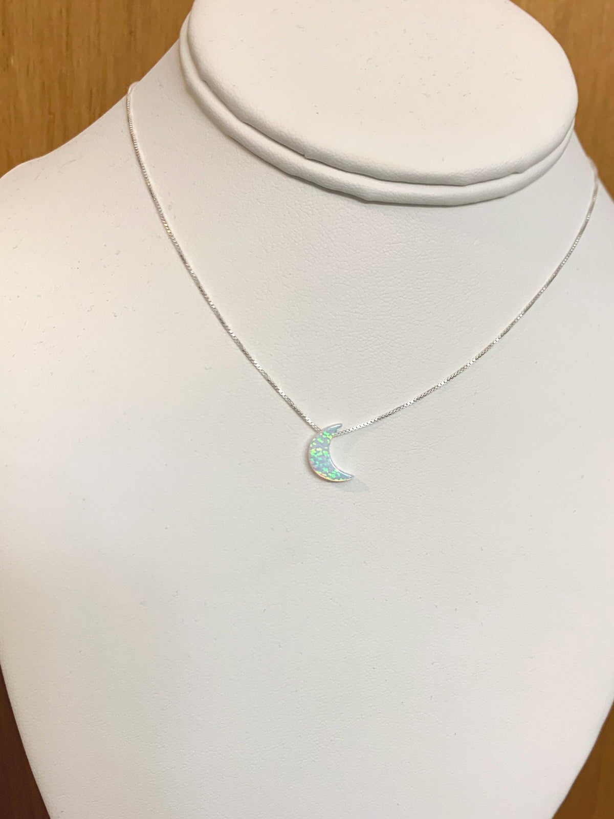 Moon necklace Fire Opal sterling silver