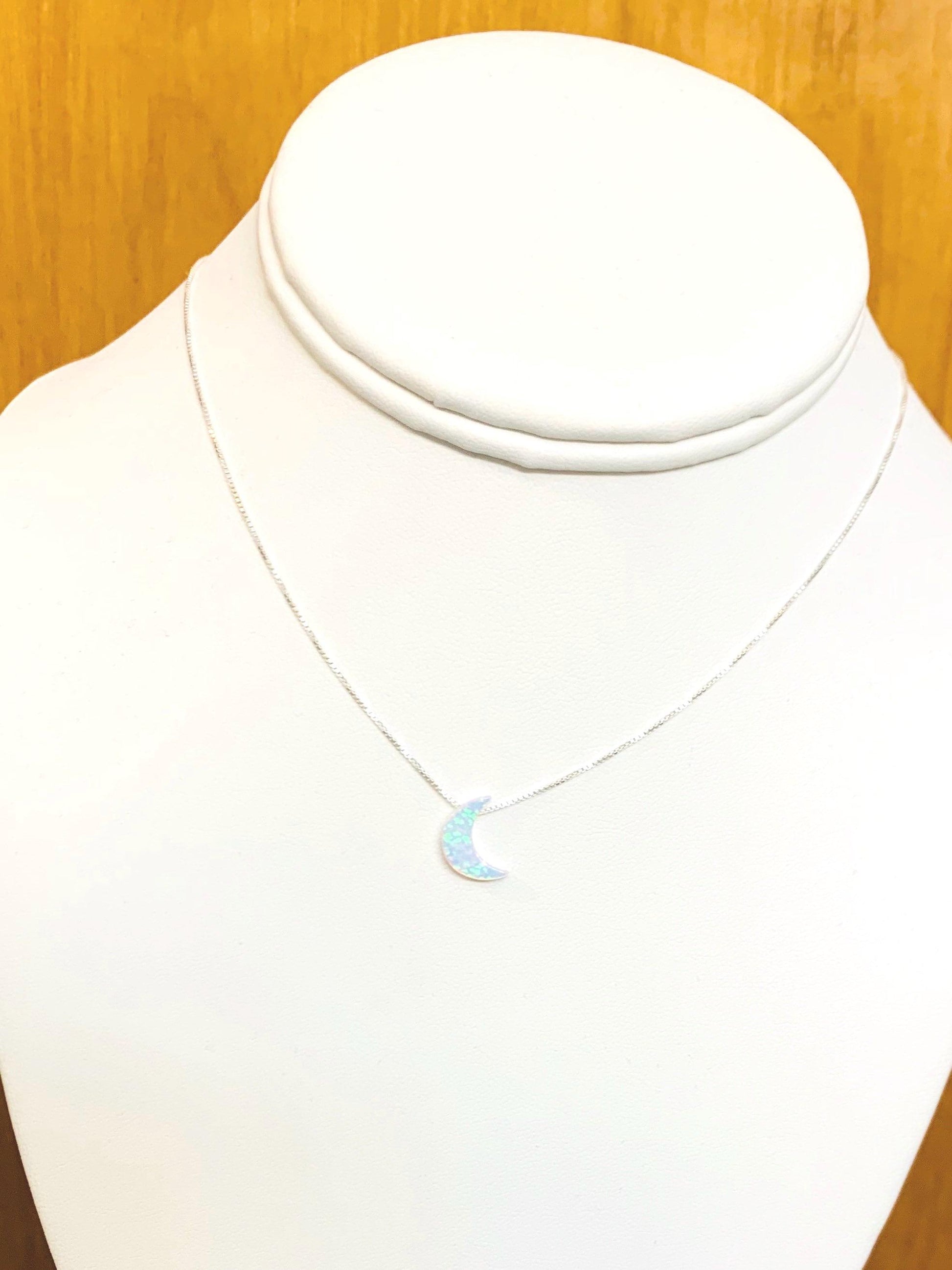 Moon necklace Fire Opal sterling silver