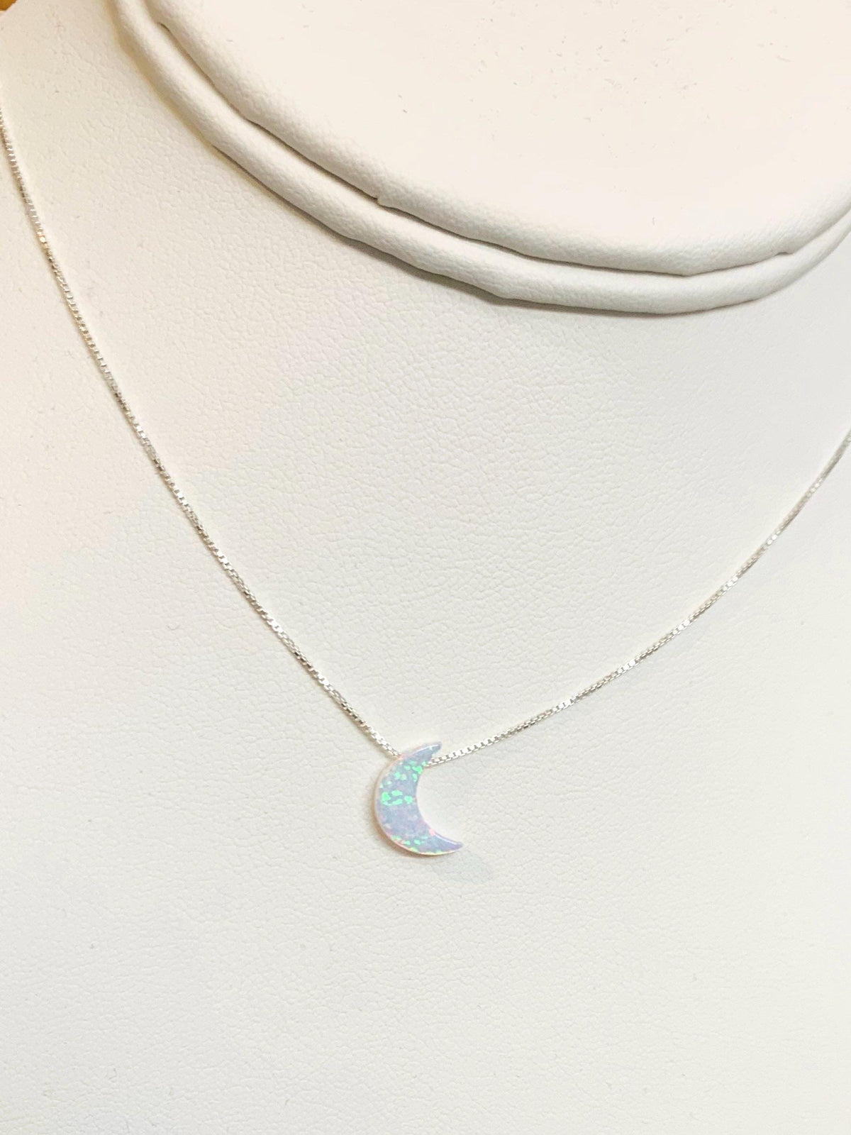 Moon necklace Fire Opal sterling silver