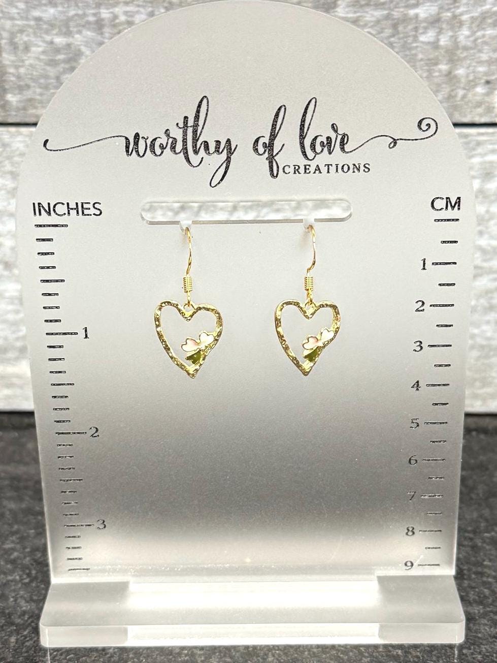 Heart earrings with 18k gold plated earring hooks