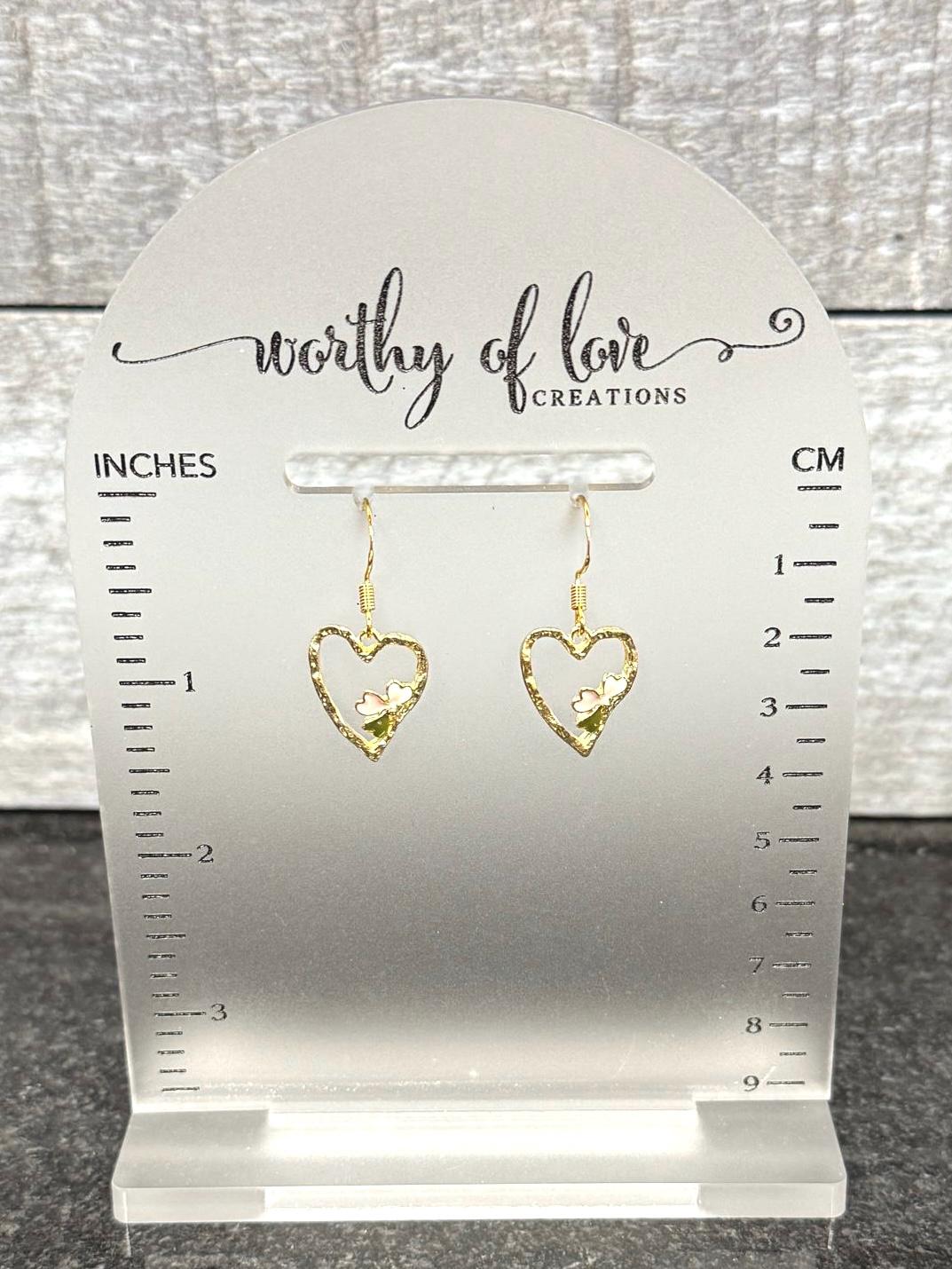 Heart earrings with 18k gold plated earring hooks