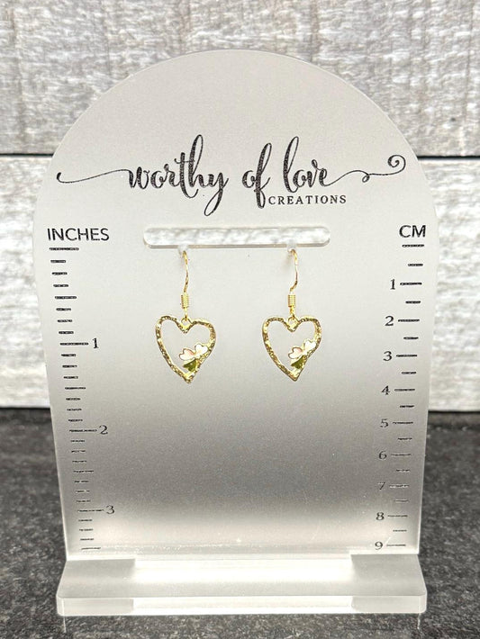 Heart earrings with 18k gold plated earring hooks