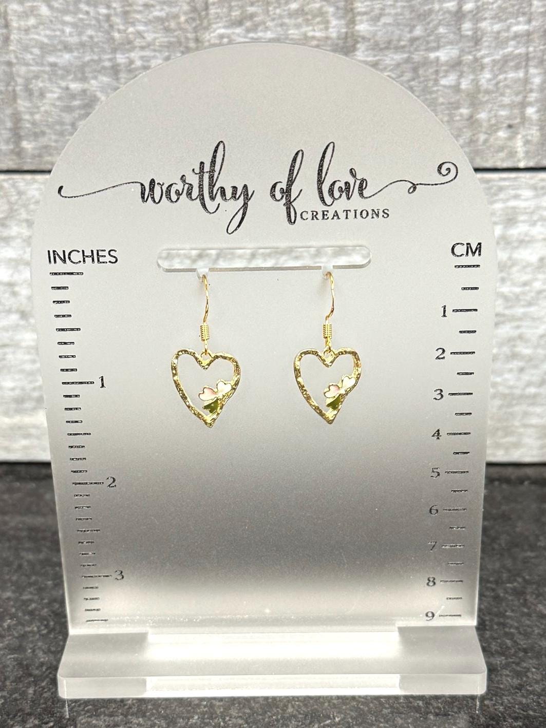 Heart earrings with 18k gold plated earring hooks