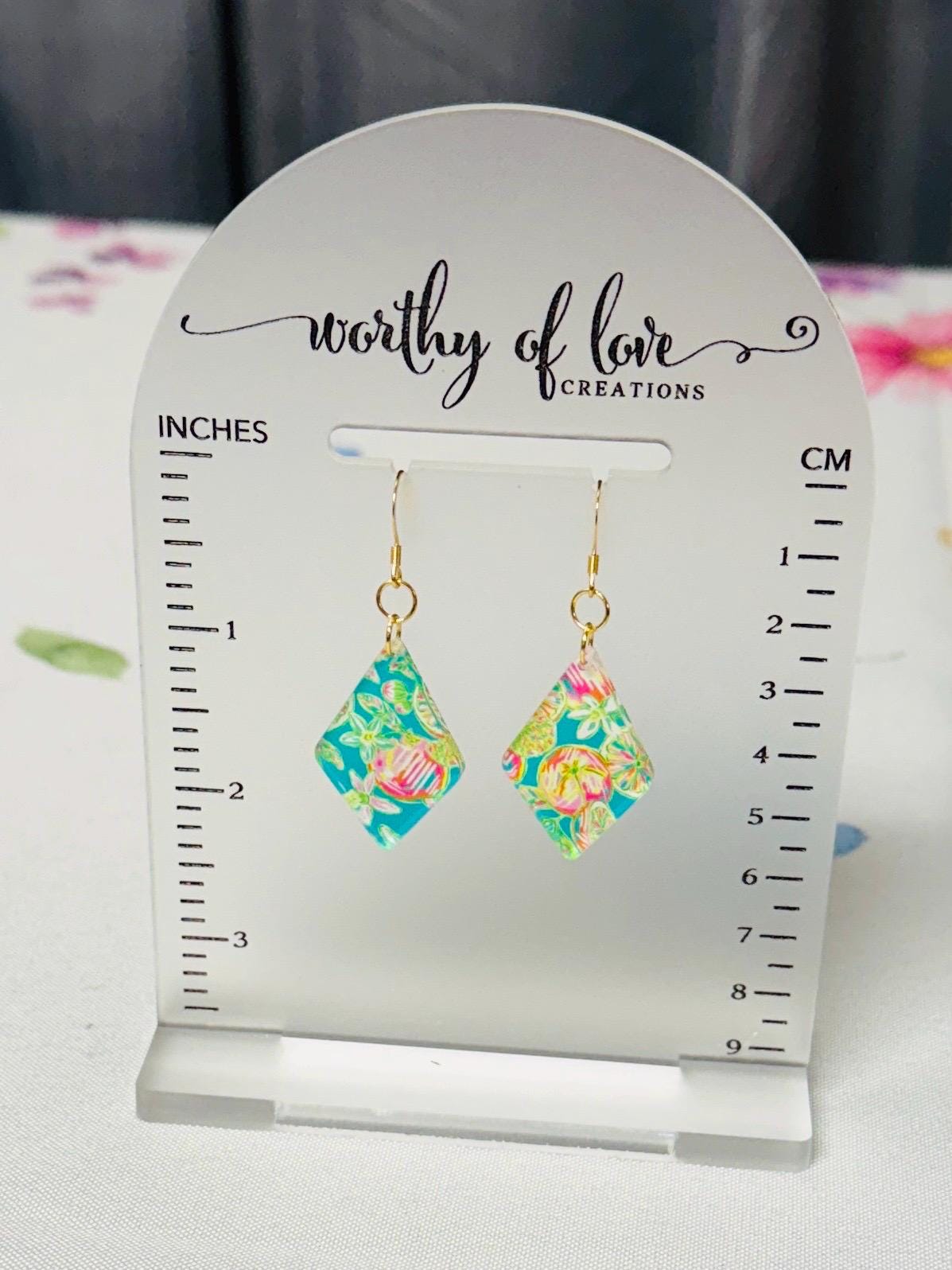 Summer Floral Acrylic Earrings: 18K Gold Plated Stainless Steel, Beachy Bling