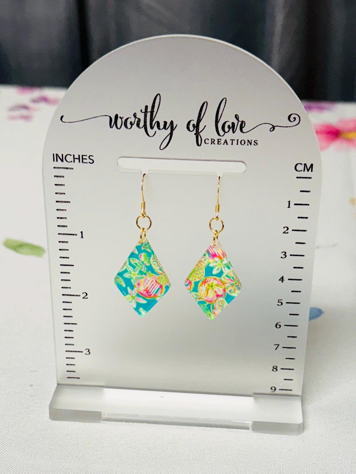 Summer Floral Acrylic Earrings: 18K Gold Plated Stainless Steel, Beachy Bling