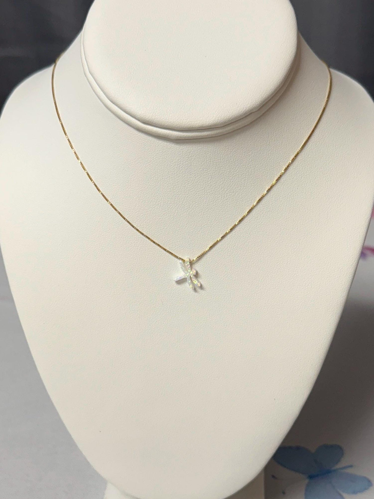 Dragonfly Fire Opal necklace with 18k gold filled chain
