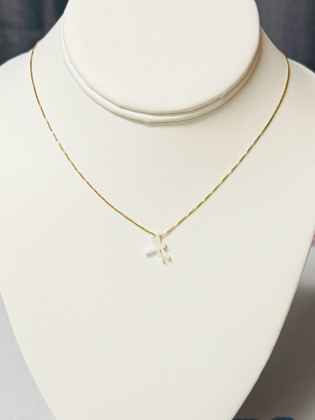 Dragonfly Fire Opal necklace with 18k gold filled chain