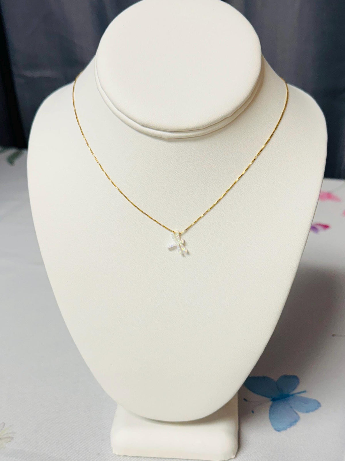 Dragonfly Fire Opal necklace with 18k gold filled chain