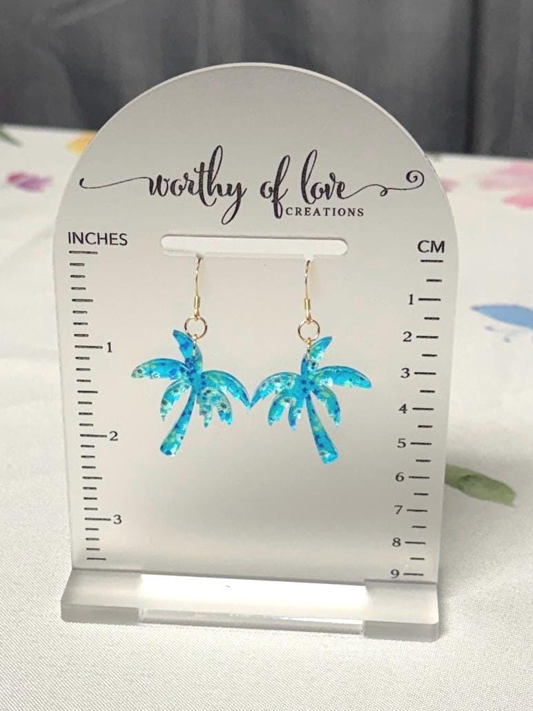 Palm tree earrings 18k gold plated stainless steel and acrylic