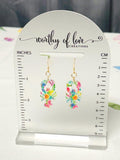 Preppy Floral lobster earrings acrylic and 18k gold plated stainless steel