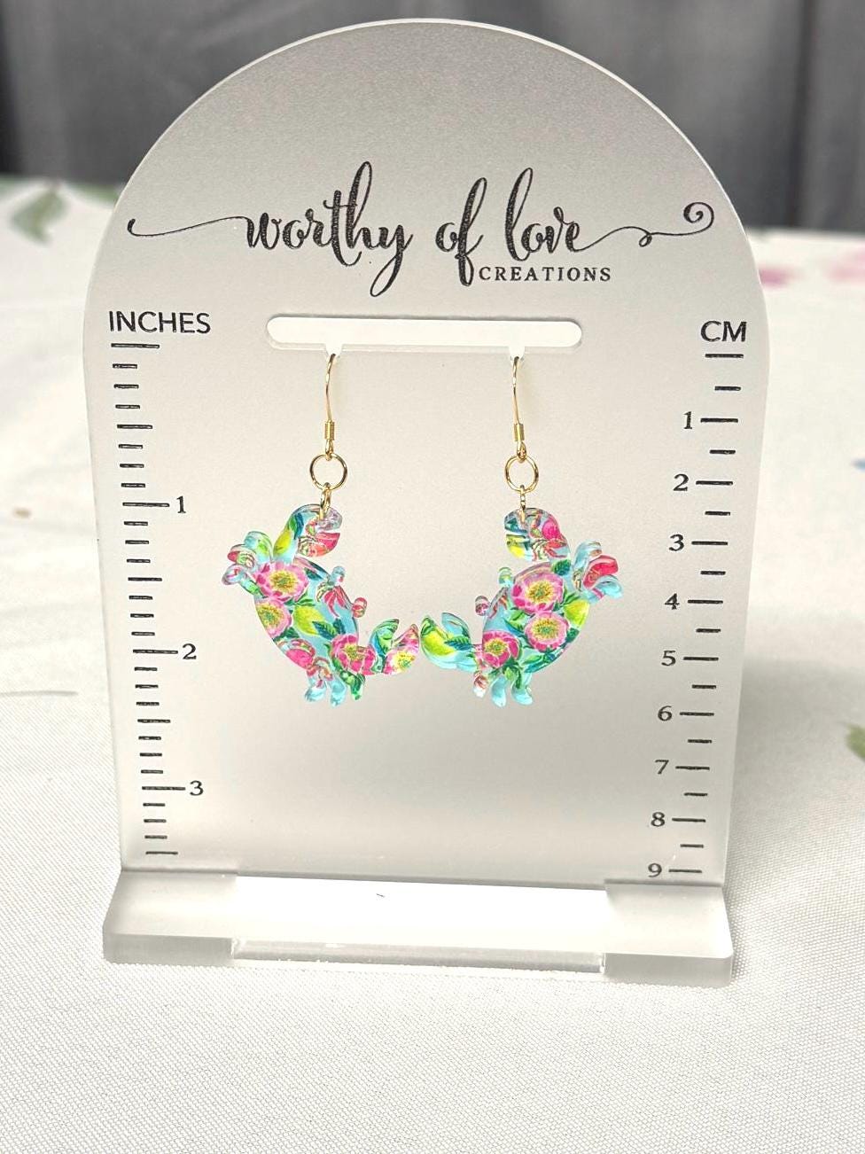 Crab earrings 18k gold plated stainless steel and acrylic