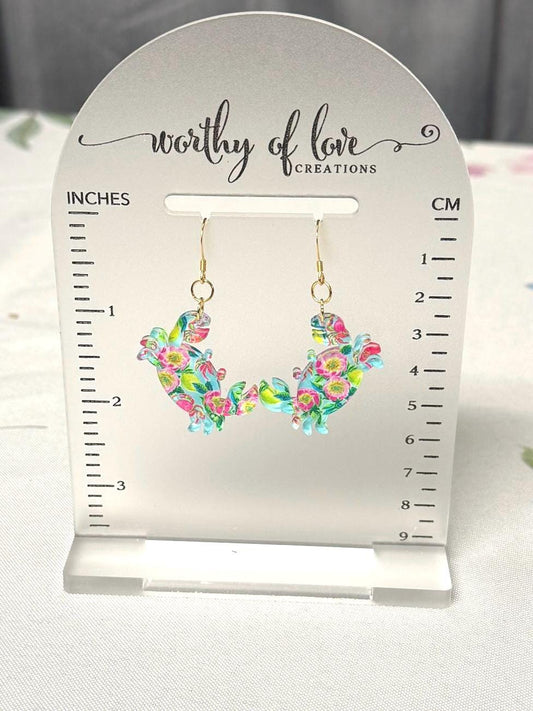Crab earrings 18k gold plated stainless steel and acrylic