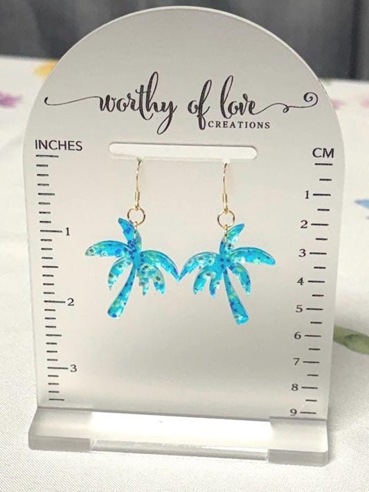 Palm tree earrings 18k gold plated stainless steel and acrylic
