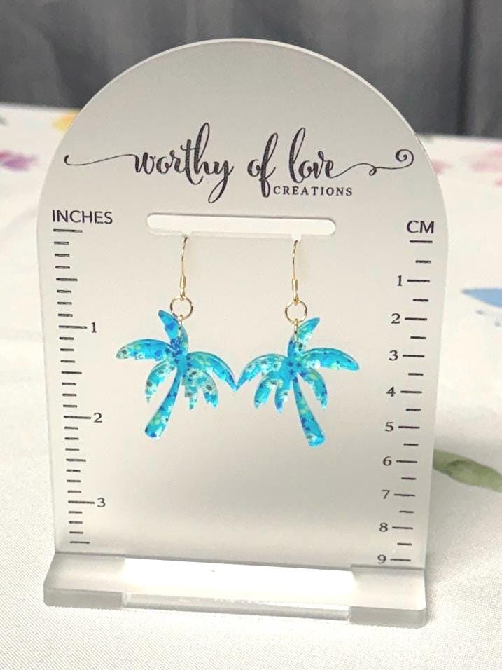 Palm tree earrings 18k gold plated stainless steel and acrylic