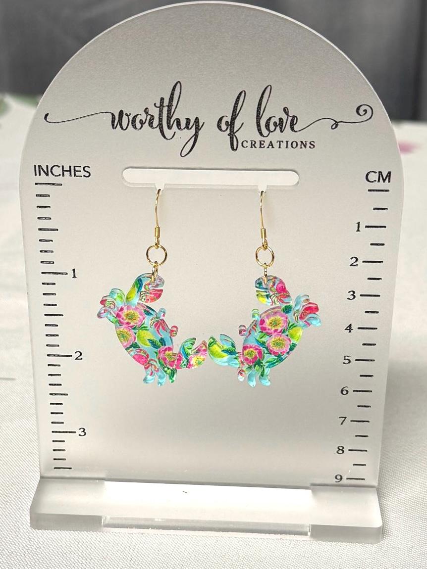 Crab earrings 18k gold plated stainless steel and acrylic