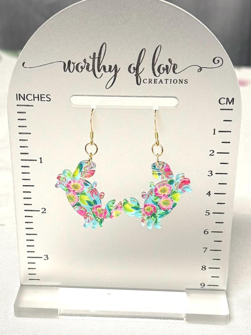 Crab earrings 18k gold plated stainless steel and acrylic