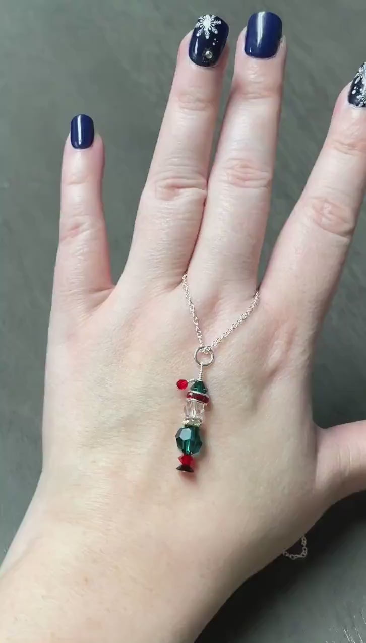 Swarovski Crystal Christmas Elf Necklace