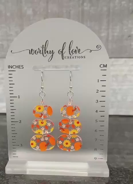 Pumpkin and sunflower autumn earrings