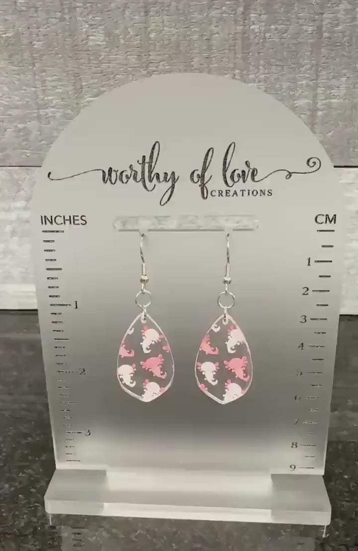 Acrylic Axolotl Earrings: Stainless Steel Posts, Playful Style