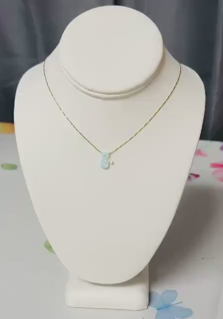Cat necklace fire opal gold filled