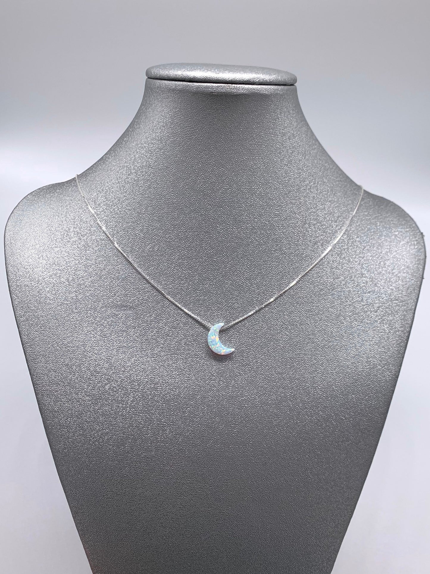 Moon necklace Fire Opal sterling silver