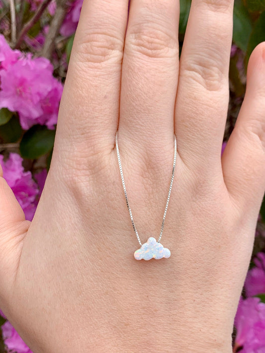 cloud necklace fire opal sterling silver