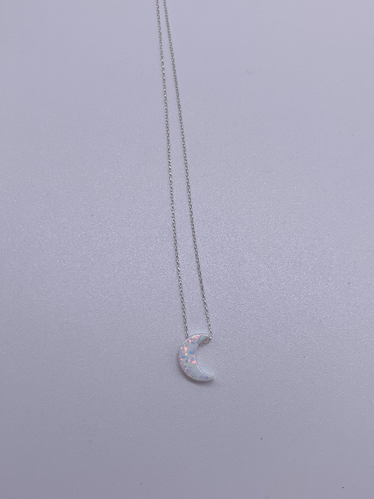 moon necklace sterling silver fire opal delicate chain