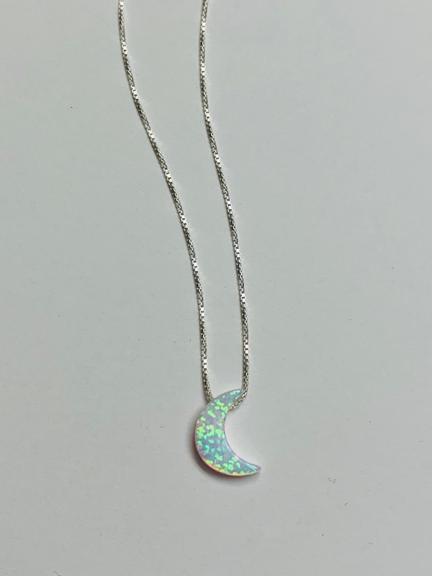 Moon necklace Fire Opal sterling silver (moon Style 2)